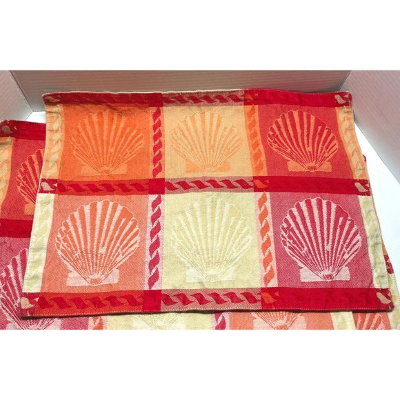 Sea Shells Placemats Tapestry Fabric Set of 4 Beach Summer Ocean Nautical - Picture 2 of 9